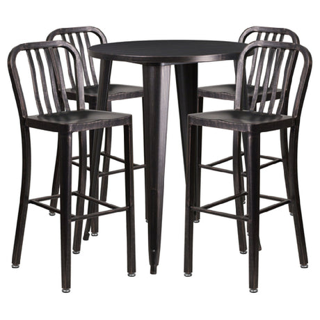 Flash Furniture CH-51090BH-4-30VRT-BQ-GG Table And Bar Stool Set Includes (1) 30" Dia. X 41"H Table