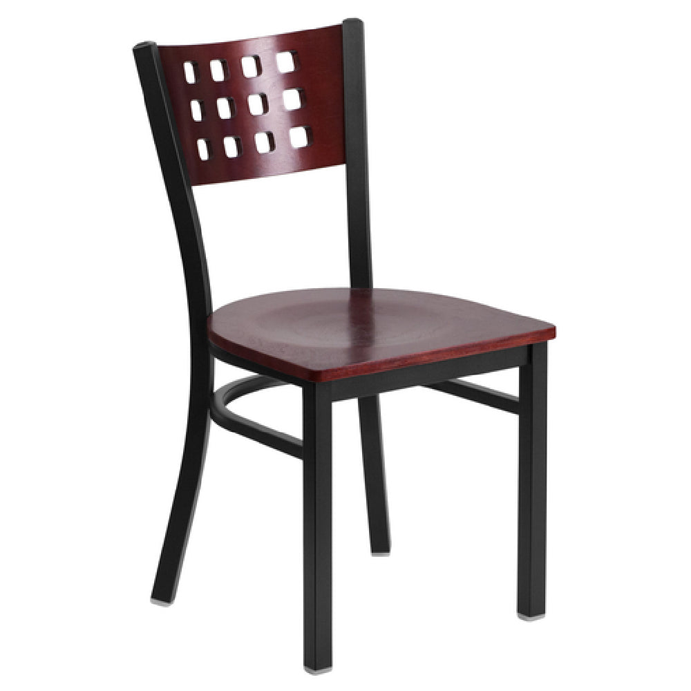 Flash Furniture XU-DG-60117-MAH-MTL-GG Hercules Series Restaurant Chair Mahogany Finish Plywood Back With (12) Square Cutouts