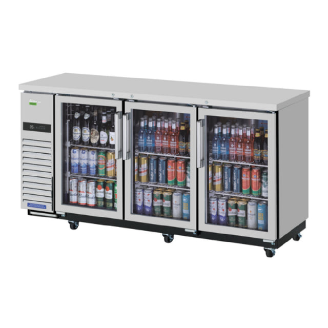 Turbo Air TBB-24-72SGSD-N Super Deluxe Narrow Back Bar Cooler Three-section (3) Glass Doors