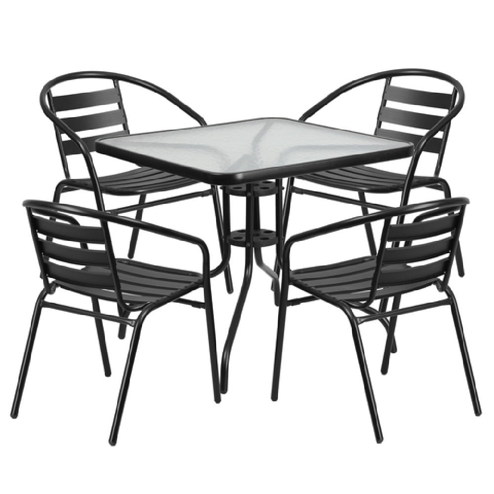 Flash Furniture TLH-0732SQ-017CBK4-GG Table & Chair Set Includes (1) 31-1/2"W X 31-1/2"D X 28"H Table