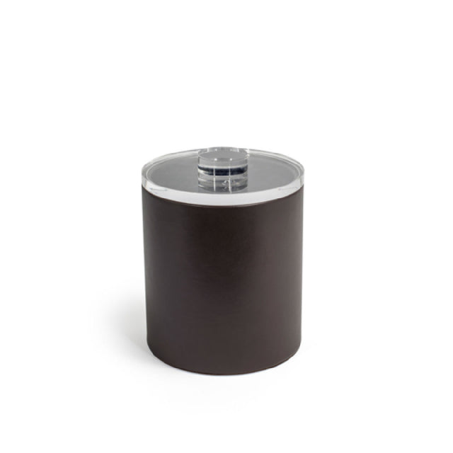 FOH RIB064BRL21 2qt Round London Ice Bucket Brown With Acrylic Lid Includes One RIB014BRL21-BTM 2qt Round London Ice Bucket Base Brown