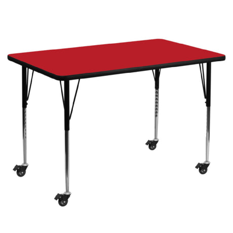 Flash Furniture XU-A3672-REC-RED-H-A-CAS-GG Activity Table 72"W X 36"D X 22-5/8" To 30-1/2" Adjustable Height