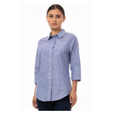 Chef Works SES01W-BLU-XL Modern Oxford Classic Shirt Stretch Fabric Snap Front Closure