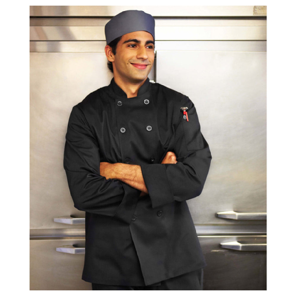 Chef Works BAST-BLK-L Bastille Chef Coat Double-breasted Long Sleeves