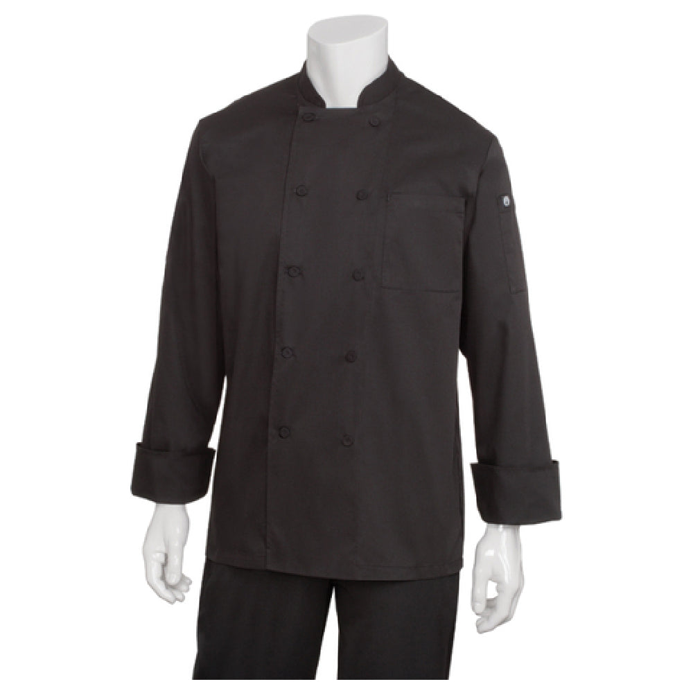 Chef Works JLLS-BLK-XXS Calgary Chef Coat Double-breasted Long Sleeves