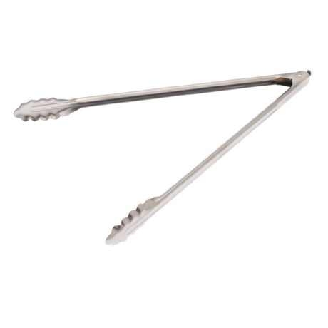 Mercer M21516LK - 16" Utility Tong, Pull Locking Mechanism Scalloped End, 18-0 Stainless Steel