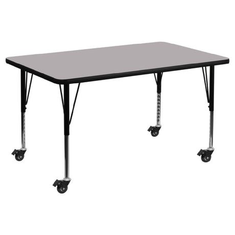 Flash Furniture XU-A2448-REC-GY-T-P-CAS-GG Activity Table 48"W X 24"D X 17-2/5" To 25-2/5" Adjustable Height