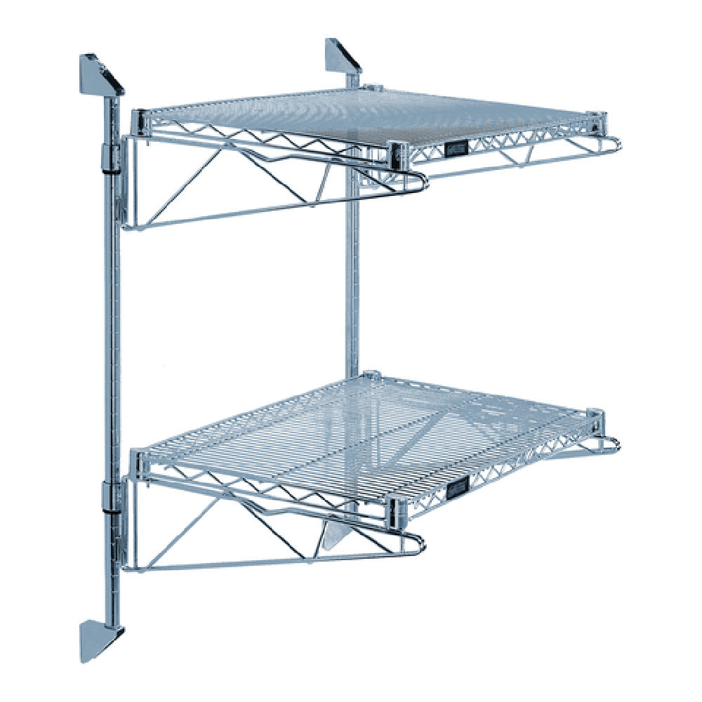 Quantum WC34-CB1830GY Cantilever Double Shelf Post Wall Mount (2) 30"W X 18"D Shelves