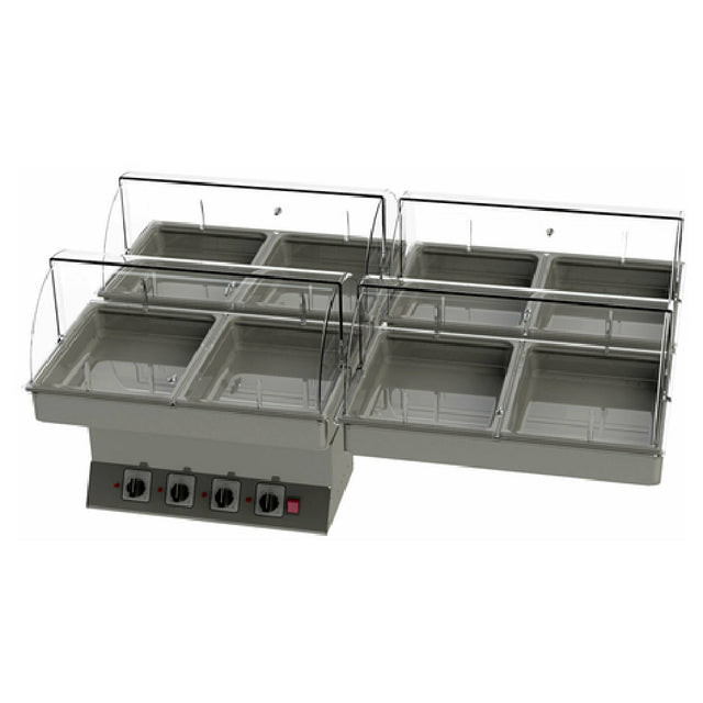 Cadco GG-HT4 4-Bay Heat Package For CBC-GG-B4 Carts Includes: (8) 2-1/2" High Half Size Stainless Steel Steam Pans