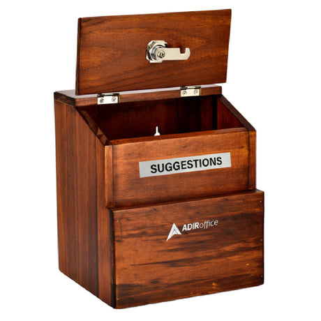 Alpine Industries ADI632-02-BRW Rustic Wood Suggestion Box 8" X 7" X 9"H Lock & Key