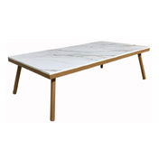 Plantation Prestige 8262647-0160 - Bali Coffee Table, 47"W X 26"D X 14"H, White Sintered Stone Marble Top
