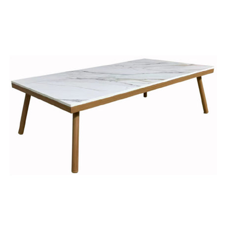 Plantation Prestige 8262647-0160 - Bali Coffee Table, 47"W X 26"D X 14"H, White Sintered Stone Marble Top