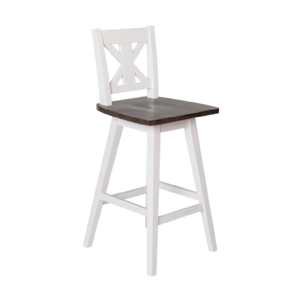 Flash Furniture ES-G1-24-WH-GG Gwendolyn Modern Farmhouse Swivel Counter Height Bar Stool