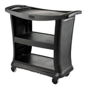 Rubbermaid FG9T6800BLA - Executive Service Cart, 3-shelf, 39"L X 21"W X 38"H