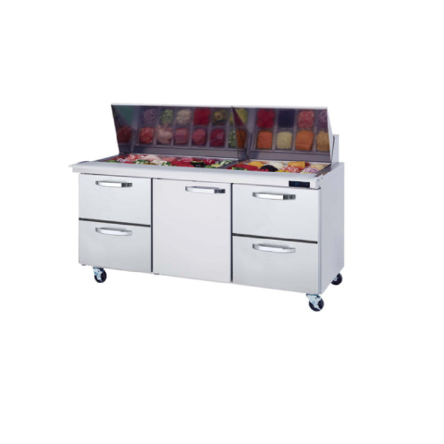 Blue Air BLMT72-D4RL-HC Mega Top Sandwich Prep Table Three-section 72-3/8"W