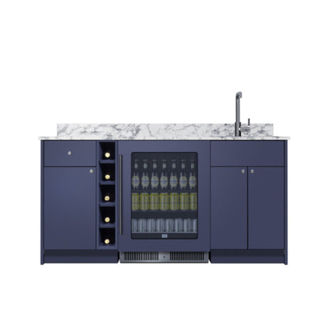 Summit OASISMN35 - Turnkey Oasis Wet Bar, Midnight Navy Finish, Fully Assembled Hardwood Cabinetry & Countertop
