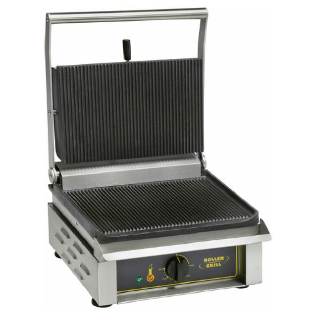 Equipex PANINI/1_GTB Roller Grill Panini Grill Cast Iron Grooved Top & Grooved Bottom Griddle Plates