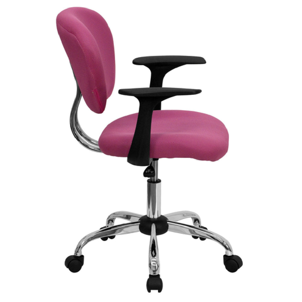 Flash Furniture Swirl Printed Pink Swivel Task Office Chair with Arms - Thumbnail 3