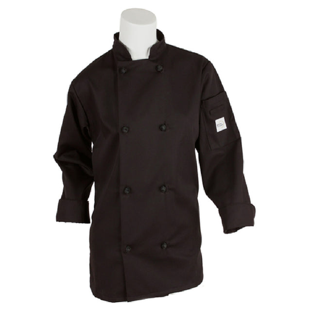 Mercer Culinary M60022BK2X Millennia® Women's Jacket (8) Cloth Knot Buttons Shoulder Pocket