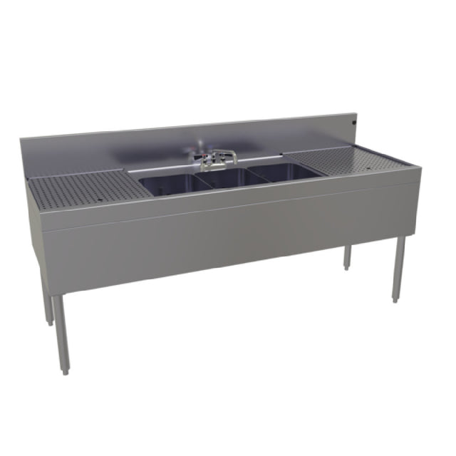 Glastender TSB-72-S Underbar Sink Unit Three Compartment 72"W X 24"D