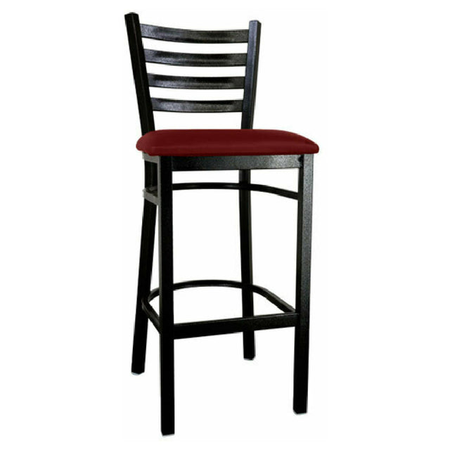 Omcan 44515 (44515) Bar Stool Ladder Back Burgundy Upholstered Vinyl Seat