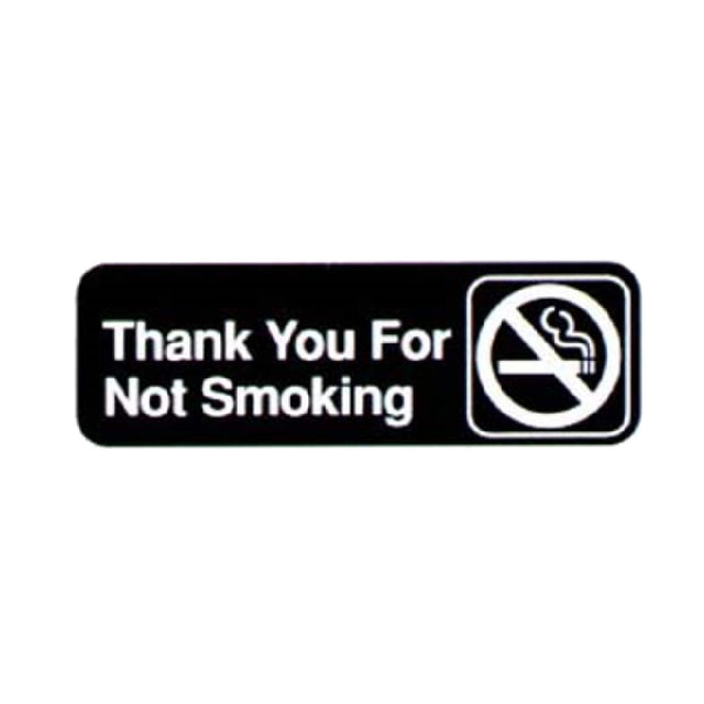 Vollrath 4521 Thank You For Not Smoking Sign 3" X 9" White On Black