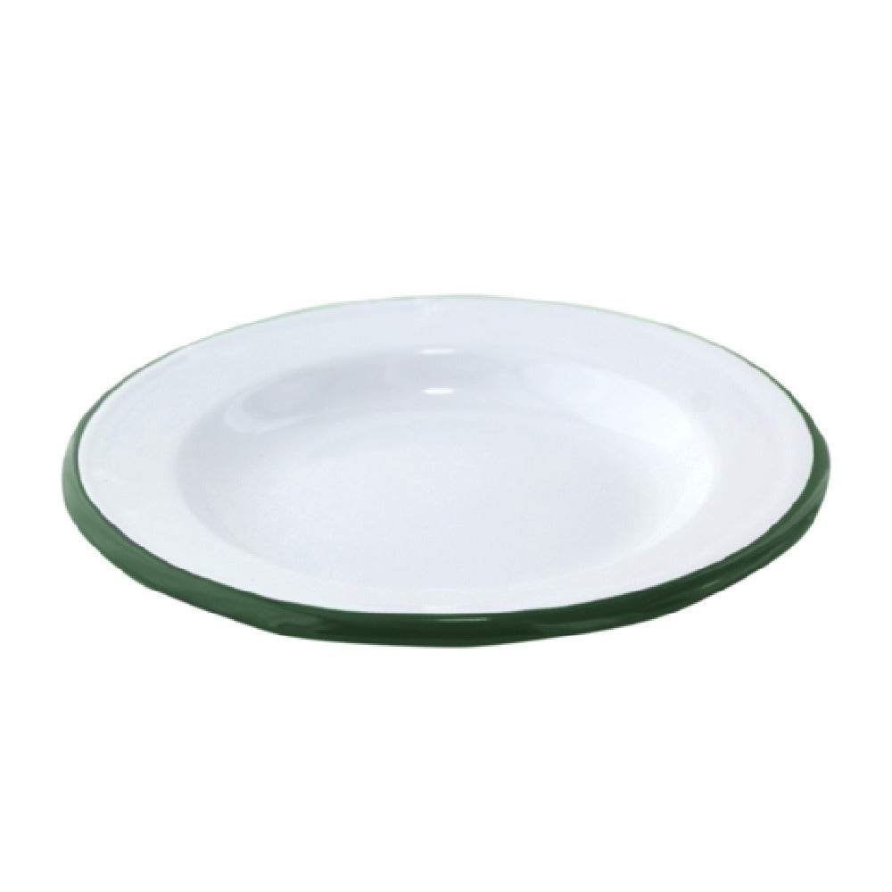 PacknWood 294ENASV24 - Plate, 9.6" Dia., White With Green Rim