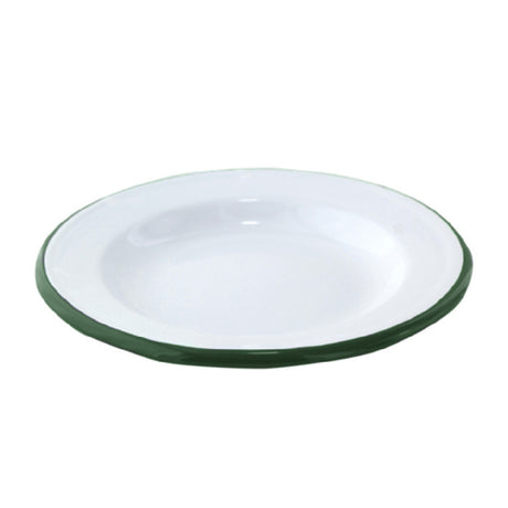 PacknWood 294ENASV24 - Plate, 9.6" Dia., White With Green Rim