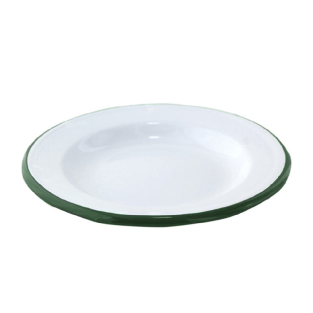 PacknWood 294ENASV24 - Plate, 9.6" Dia., White With Green Rim