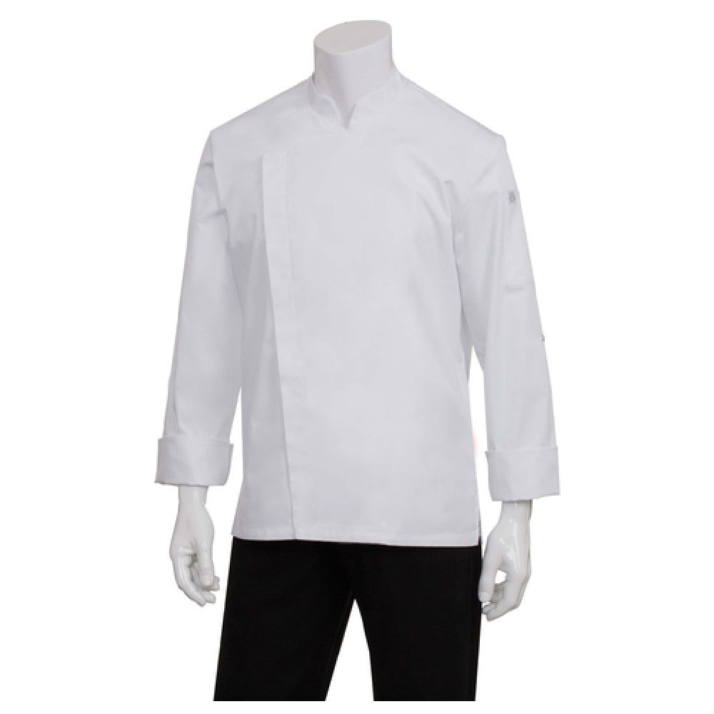 Chef Works BCMC010WHTXS Men's Lansing Chef Coat Roll-up Long Sleeves With Tab