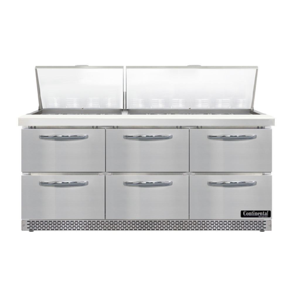 Continental Refrigerator D72N30M-FB-D Designer Line Mighty Top Sandwich Unit Front Breather