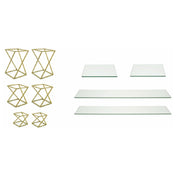 FOH BST032MUM28 Buffet Essentials Twist Clear Glass On Matte Brass Includes Two BRI005GOI28 Twist Risers Set Of 3 Matte Brass