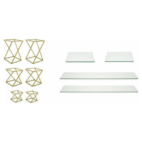 FOH BST032MUM28 Buffet Essentials Twist Clear Glass On Matte Brass Includes Two BRI005GOI28 Twist Risers Set Of 3 Matte Brass