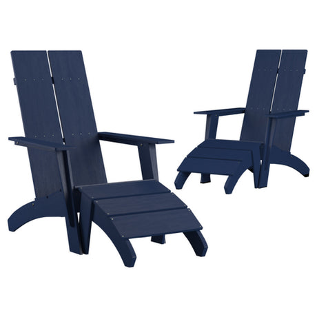 Flash Furniture 2-JJ-C14509-14309-NV-GG Sawyer Modern Adirondack Chair With Foot Rest