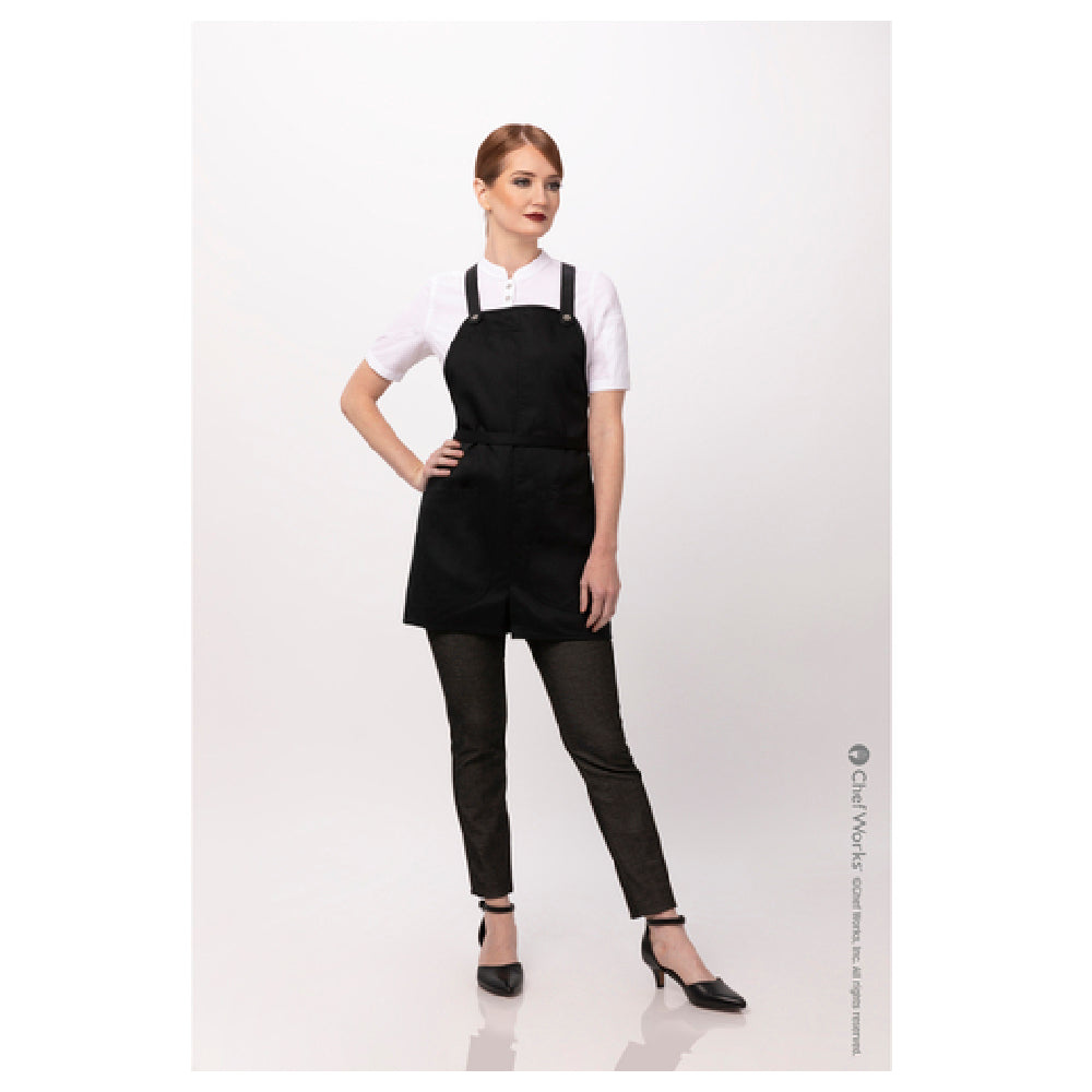 Chef Works ABN01W-BLK-0 Largo Petite Bib Apron 25"L X 38"W Adjustable/removable Neck Straps (sold Separately)