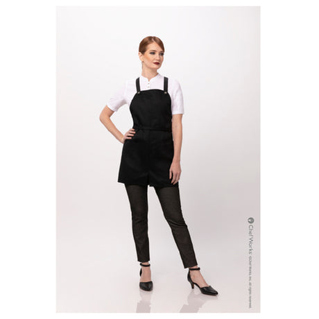 Chef Works ABN01W-BLK-0 Largo Petite Bib Apron 25"L X 38"W Adjustable/removable Neck Straps (sold Separately)