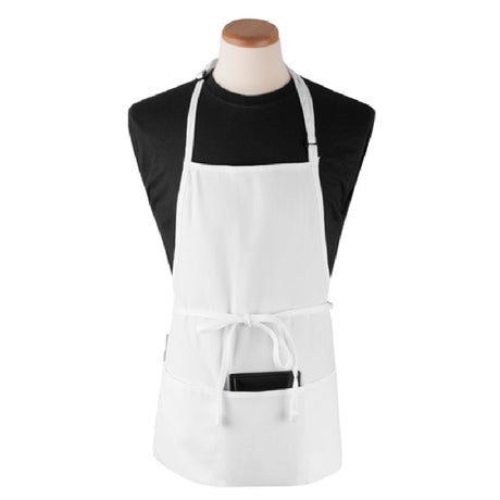 John Ritzenthaler Company CL3PBIAWHFP-1 Ritz® Chef's Line® Bib Apron 26" X 23" Long 3 Front Pockets And Pen Pocket