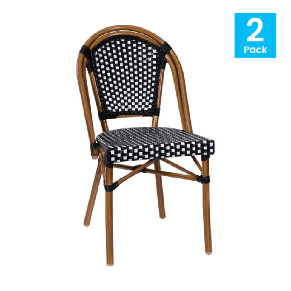 Flash Furniture 2-SDA-AD642001-BKWH-NAT-GG Bordeaux Stacking French Chair 400 Lb. Weight Capacity