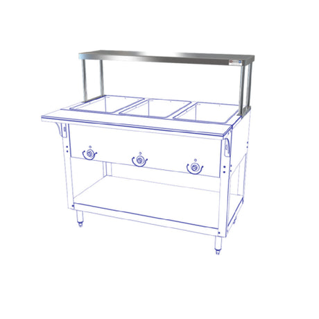 NBR Equipment HT-3-SOS Single Overshelf Fits Hot Food Tables With (3) Wells 44-3/8"W X 12" Deep Top Shelf