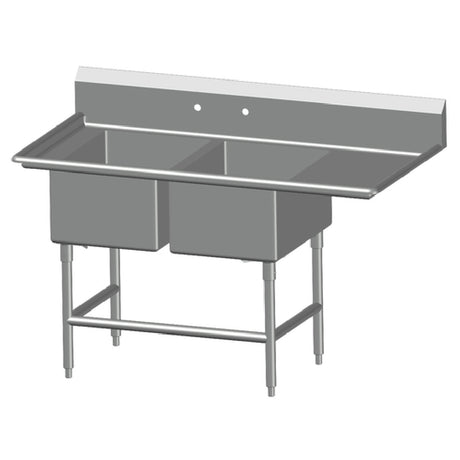 SPG 2SL24-RD24 - Universal Stainless Sink, Two Compartment, 24" Right-hand Drainboard