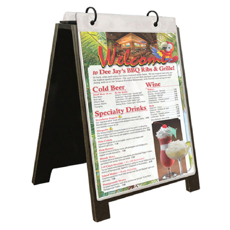 Menu Solutions HBSDFLIP-A Sandwich Board Tent 4" X 6" Insert (2) Ring Flip Top