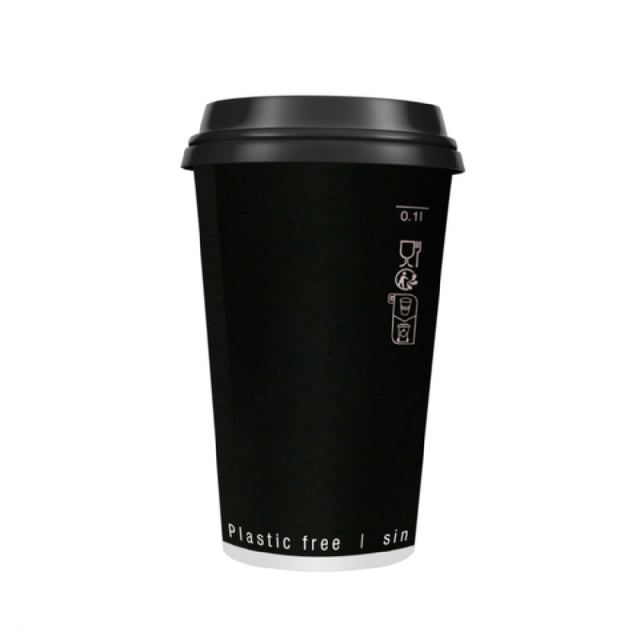 PacknWood 210GCDW16N - Black Double Wall Paper Cup Without Plastic, 16oz, 3.5" D X 5.4" H