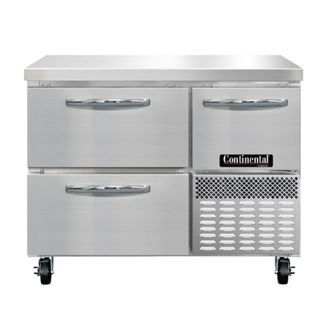 Continental Refrigerator FA43N-D Freezer Base Worktop Unit 43"W 300 Series Stainless Steel Flat Work Top