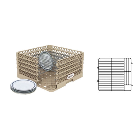 Vollrath PM4407-3-44 Plate Crate® Dishwasher Rack 6" To 7" Dia. (3) Extenders With Wire Dividers