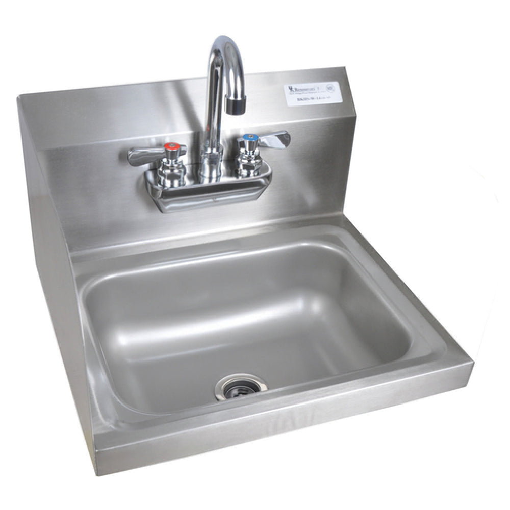 BK Resources BKHS-W-1410-LS-P-G Hand Sink Wall Mount 14" Wide X 10" Front-to-back X 5" Deep Bowl