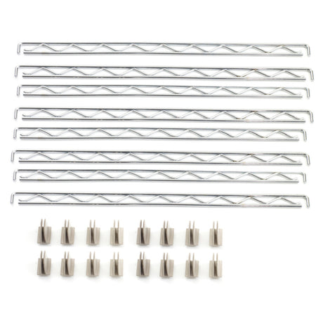 Metro BINRL18 Bin Rail Divider Set Includes (8) 1" Tall Chrome Plated Rails & (16) Polymer Mounting Clips