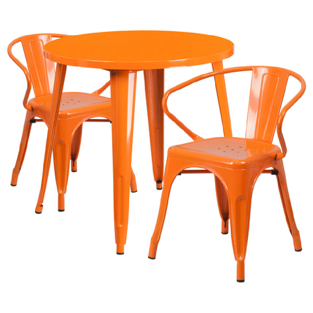 Flash Furniture CH-51090TH-2-18ARM-OR-GG Table And Chair Set Includes (1) 30" Dia. X 29-1/2"H Table