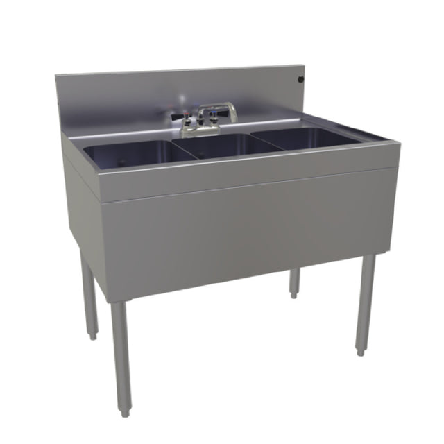 Glastender TSB-36-S Underbar Sink Unit Three Compartment 36"W X 24"D