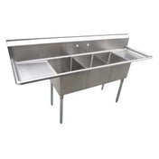 Serv-Ware E3CWP24242-24-V - Serv-Ware - Sinks - 14" Deep Economy Sink 3 Bowl - 120" W X 29.5" D X 45.5" H