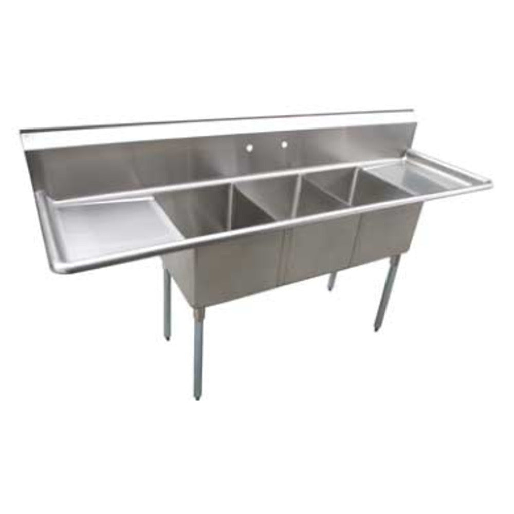 Serv-Ware E3CWP18242-24-V - Serv-Ware - Sinks - 14" Deep Economy Sink 3 Bowl - 102" W X 29.5" D X 45.5" H